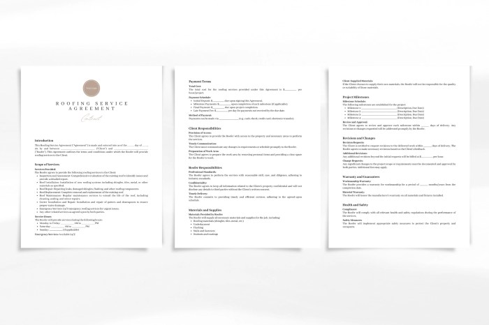 Roofing Service Agreement Template Professional Contract for ...